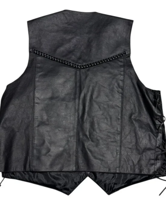 HOT LEATHERS Braided Leather Retro Motorcycle Biker Casual Riding Vest Mens 2XL - Picture 3 of 7